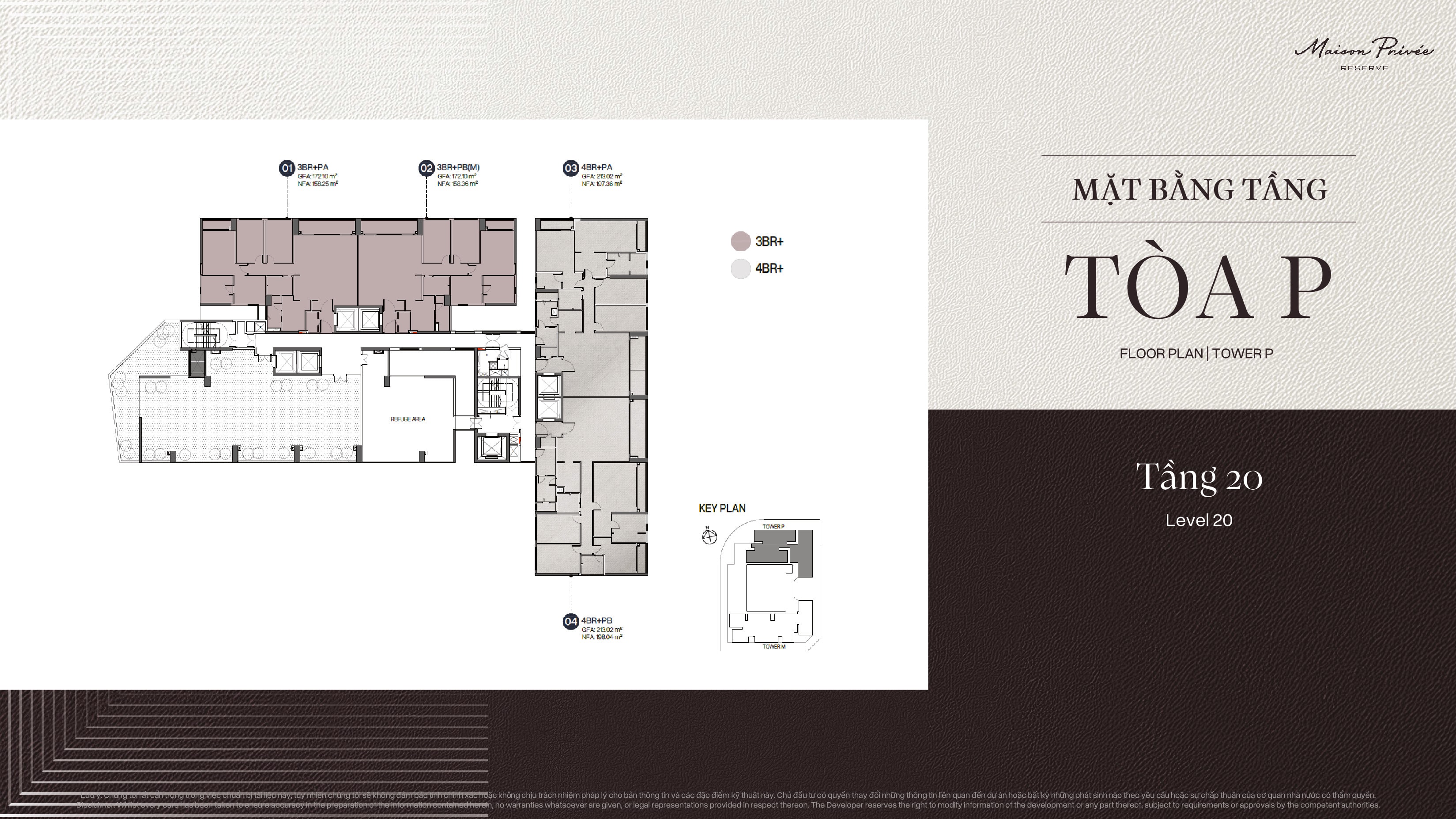 Mặt bằng Tower P tại tầng 20